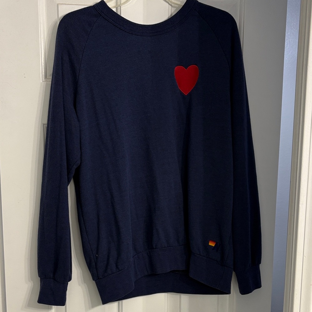 Aviator Nation Navy Crewneck with Red Heart